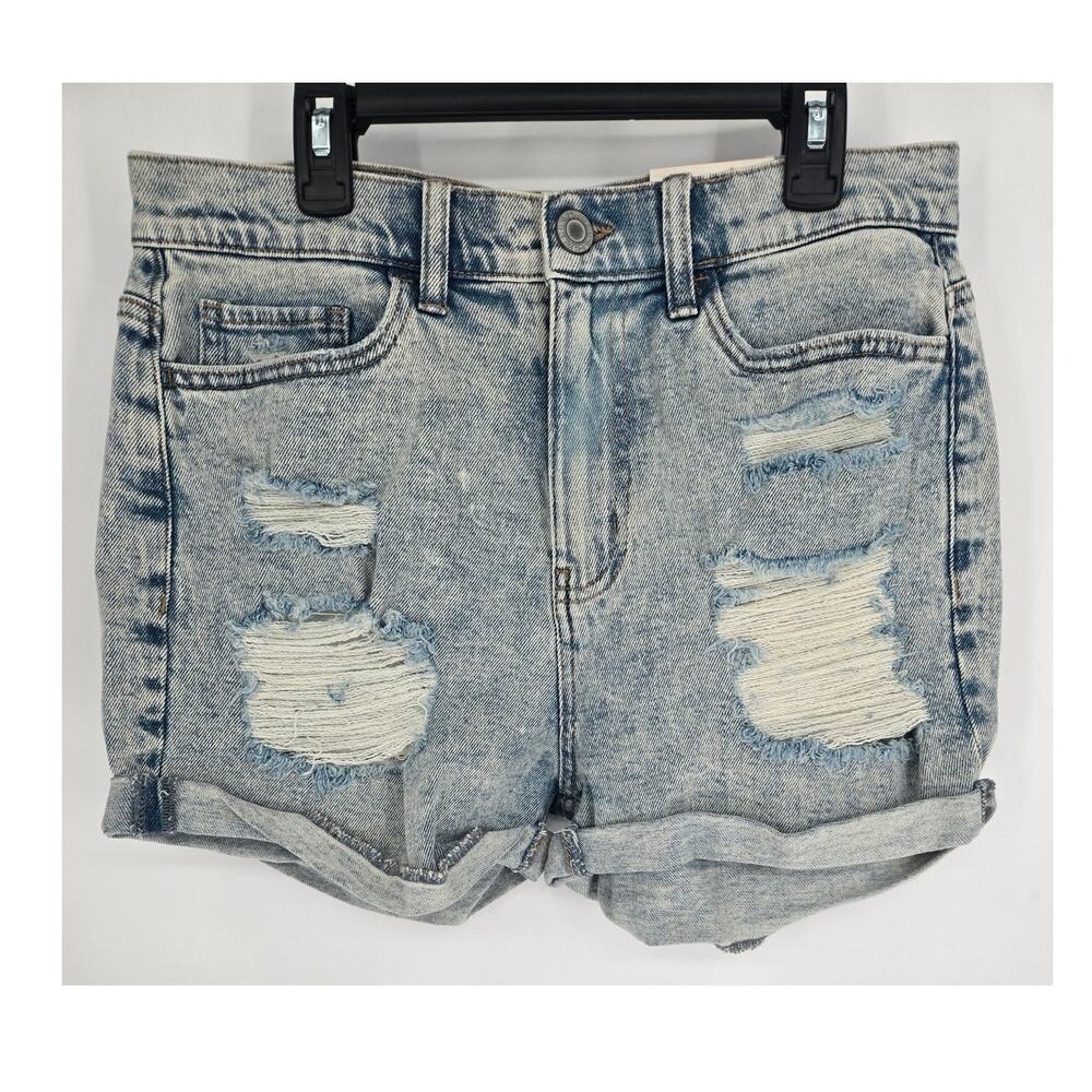 So Acid Wash Blue Jeans Mom Shorts High Rise Vintage Stretch Women's 9/29 New - Picture 1 of 10